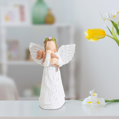 Estatuilla De Ángel De Resina, Ángel De, Perro Fallecido,