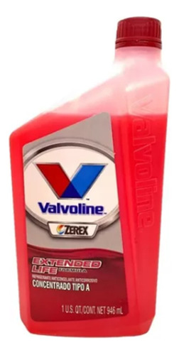 Refrigerante Valvoline 946ml Zerex Rojo Concentrado 1 Litro