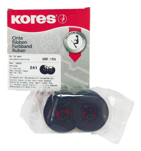 Imagen 2 de 2 de Cinta Kores Bicolor Nylon Negra - Roja