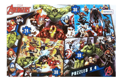 Puzzle X4 Tapimovil Avengers Marvel Rompecabezas Infantil