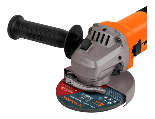 Esmeriladora angular Truper Profesional ESMA-4-1/2A12 de 60 Hz color naranja 700 W 127 V + accesorios
