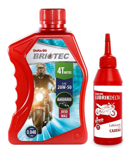 Aceite Moto 4t Delta Oil 20w50 Jaso Ma2 + Aceite De Cadena