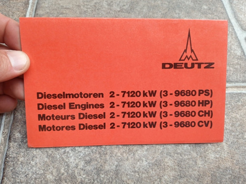 Folleto Original Deutz Motores Diesel Khd - Precio X C/uno