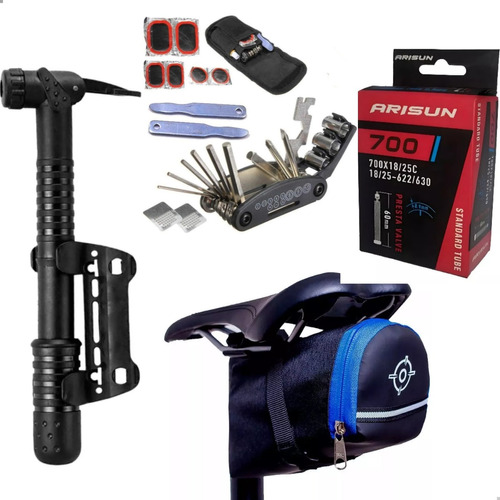 Kit Reparo Bolsa Selim Bomba De Ar Canivete E Camara Bike