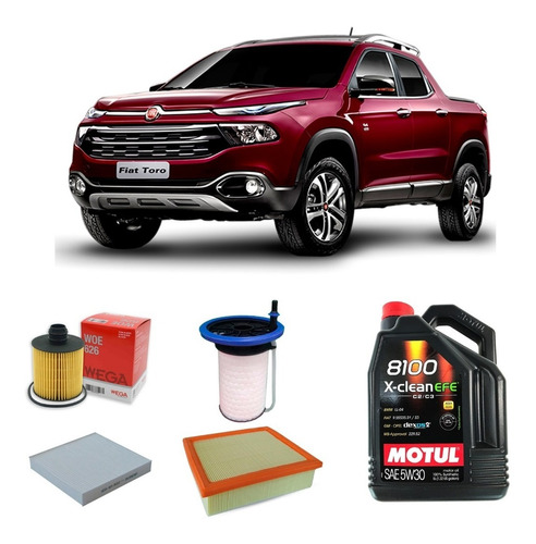 Kit 4 Filtros Fiat Toro Jtd Wega Y Motul 5w30 X5 Litros