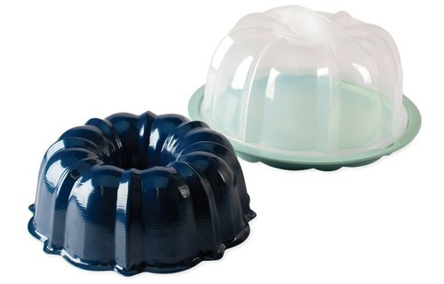 Molde Para Torta Bundt Con Base Y Tapa Azul Nordic Ware