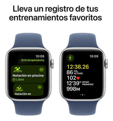 Apple Watch Se Gps + Cellular 44mm Con Correa S/m Plata Plata Correa Deportiva Azul Denim Plata