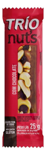 Barra de Nuts Cobertura Chocolate Trío Pacote 25g