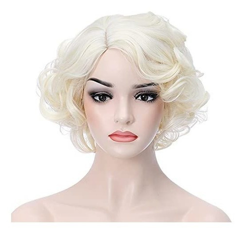 Peluca - Beron 12  Women Girls Short Curly Wavy Bob Blonde W