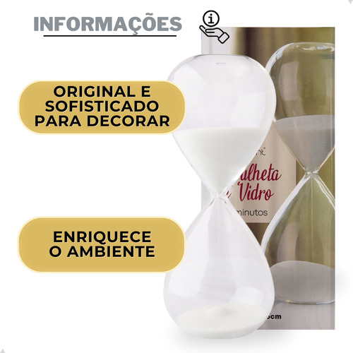 Ampulheta Decorativa De Vidro Liso Areia Colorida 5 Minutos