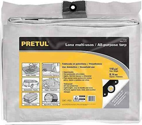 Lona Polietileno Blanca Con Ojales 4x6m Pretul Toldo Camping