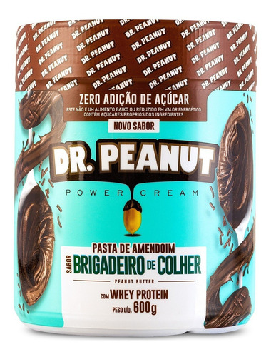 Suplemento em pasta Dr. Peanut  Power cream pasta de amendoim Power cream sabor  brigadeiro de colher em pote de 600mL