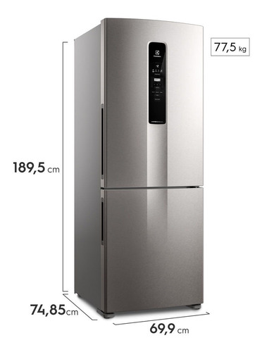 Refrigerador com Congelador Inverter Electrolux IB55 488 L em Aço Inoxidável