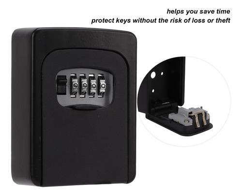 Caja De Seguridad Negra Para Guardar Llaves, 4 Dígitos, Mont