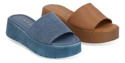 Dúo 657 Sandalia Casual Mujer Beige Y Mezclilla