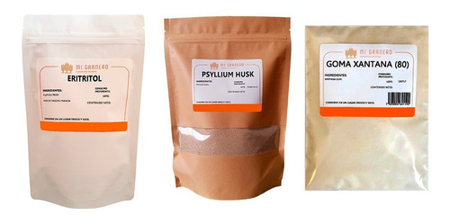 Imagen 2 de 5 de Eritritol, Goma Xantana Y Psyllium 100 G C/u Granel