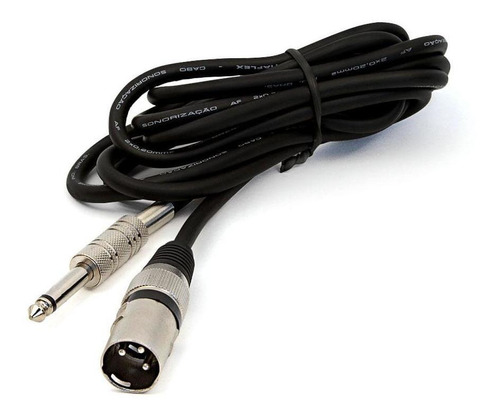 Cabo P10 Para Xlr Macho Preto Mono - 3 Mt