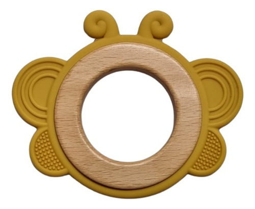 Mordedera Para Bebe De Silicon Con Madera Diseño Mariposa