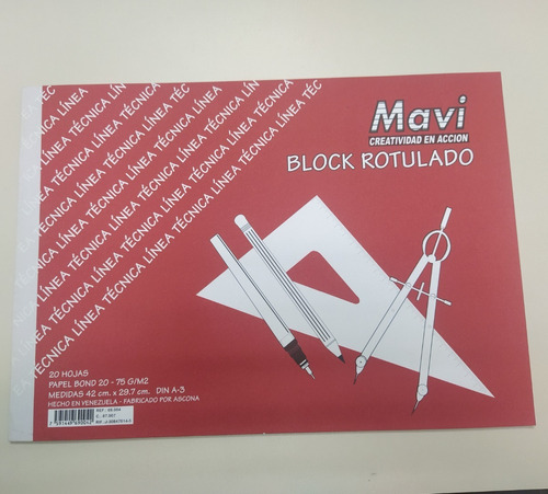 Block Rotulado 20 Hojas Mavi Din A-3, Paq X 12 Nuevos