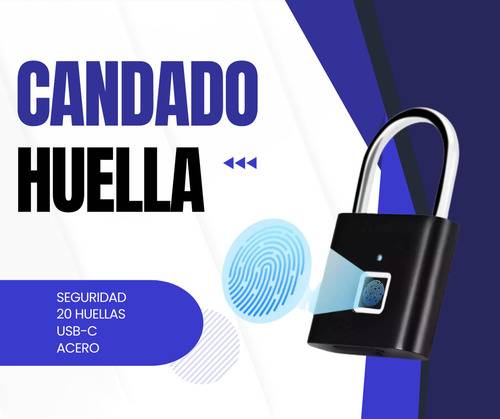 Candado Digital Acero Huella Tactil Usb Resistente Agua Color Negro