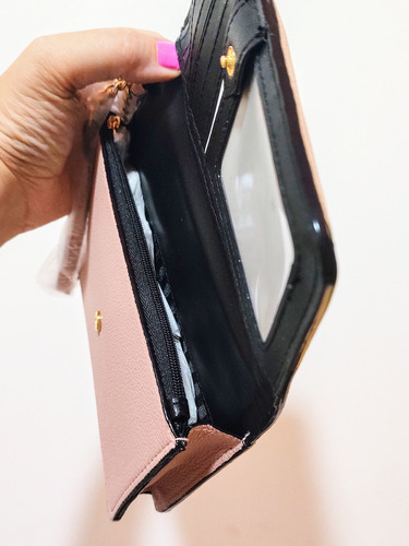 Cartera de mano y teléfono móvil Victoria's Secret con correa, color rosa, diseño de tela lisa