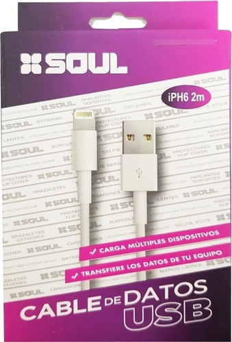 Imagen 1 de 1 de Cable Datos Soft 2m Para iPhone Soul Usb Celular Computadora