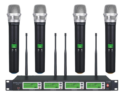 Gtd Audio 4x800 Canales Ajustables Uhf Diversity Wireless C