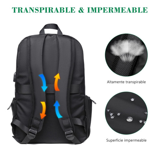 Mochila Para Hombre Portátil 35l Gran Capacidad Mochila Antirrobo Hombre Con Puertos Usb Compartimento Múltiple Mochila De Viaje Nylon Impermeable