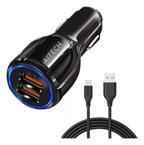 Cargador De Auto Usb A Tipo C Aitech Turbo Ai-car36w 6a 2 