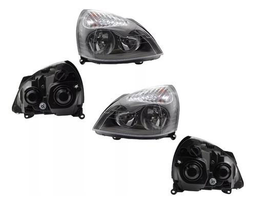 2 Faros Cromado Gris Dfzn Clio 2002 2003 2004 2005 2006 2007