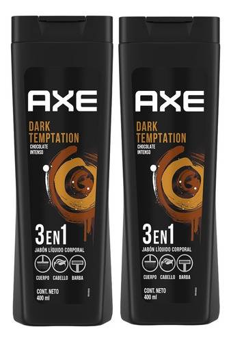 2 Jabón Líquido Corporal Axe Dark Temptation 400ml