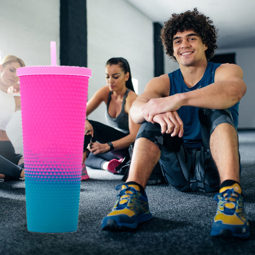 Vaso Texturizado De Tachuelas 710 Ml Libre De Bpa Rosa Verde