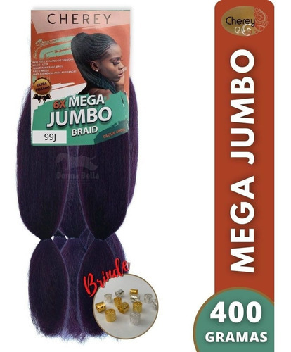 Super Jumbo Cherey Para Tranças Box Braid Pacotão 400 Gramas Cor 99J Marsala