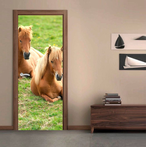 Vinilo Para Puerta Caballo Granja Jinete M4