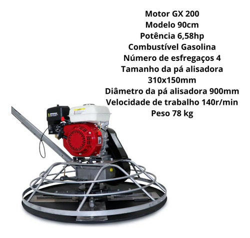 Alisador De Concreto Manual A Gasolina Bba Completo