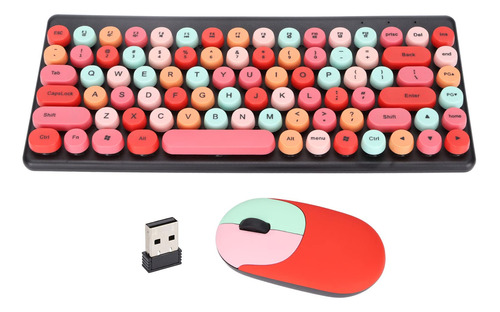 Combo Teclado Mouse Inalambrico Lindo Color Mezclado Usb 2.4