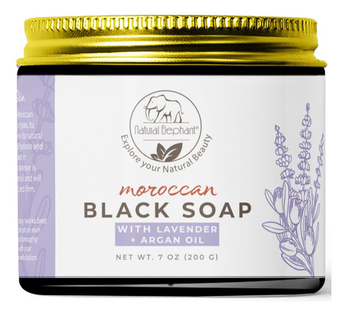 Jabón Negro Marroquí Soap Natural Elephant 200 G Con Lavanda