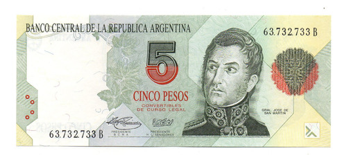 Billete 5 P Convertible 1º Diseño Bot 3030 Fernandez - Menem