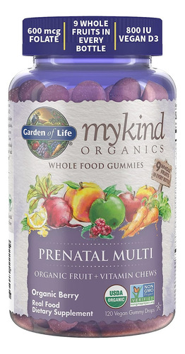 Multivitaminas pré-natal Garden Of Life com 120 gomas veganos Sabor Bayas