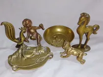 Comprar Lote Ceniceros Figuras Adornos En Bronce Perro Niño Caballo