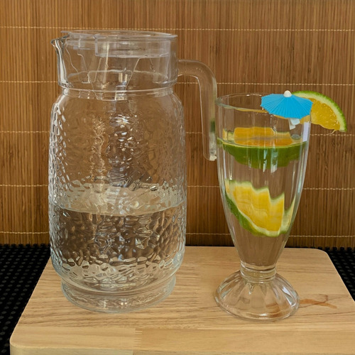 Jarra Martelada Vidro Compacto Refresco Agua C/ Tampa 2l Cor Transparente