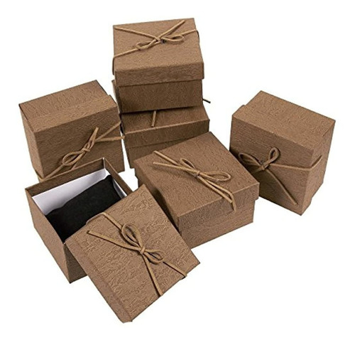 Juego De Cajas De Papel Texturixado-marron/3.5x 3.3x 2.7in.