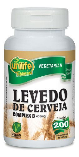 Levedo De Cerveja 200 Capsulas 450 Mg- Unilife