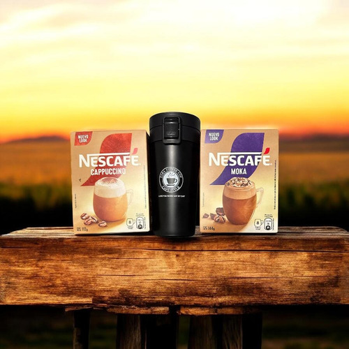 Nescafé Instantáneo Sachet Sobres Mixes Stick + Vaso Termico