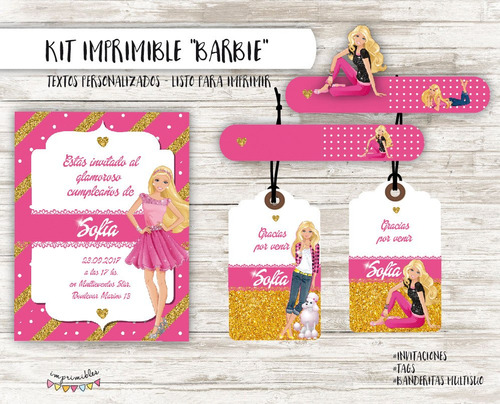 Kit Imprimible Barbie - Textos Personalizados