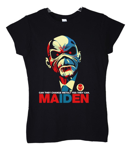 Polera Mujer Iron Maiden Eddie President Metal Abominatron