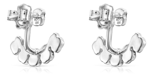 Pendientes Tous Cortos Mini Onix Plata Con Seis Osos Ónix