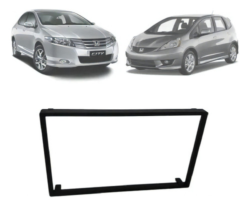 Moldura 2 Din Honda Fit 04-12/city 09-12 Black Piano Fiamon