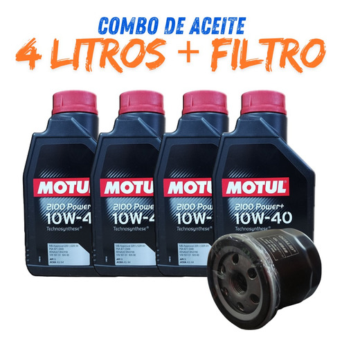 Aceite 10w40 Semi Sintetico Motul Combo 4 Lts + Filtro