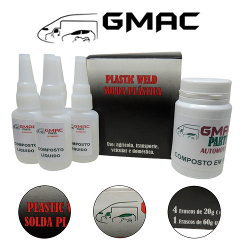 Veda Choque Solda Plástica  Instantânea Gmac Parts 60g